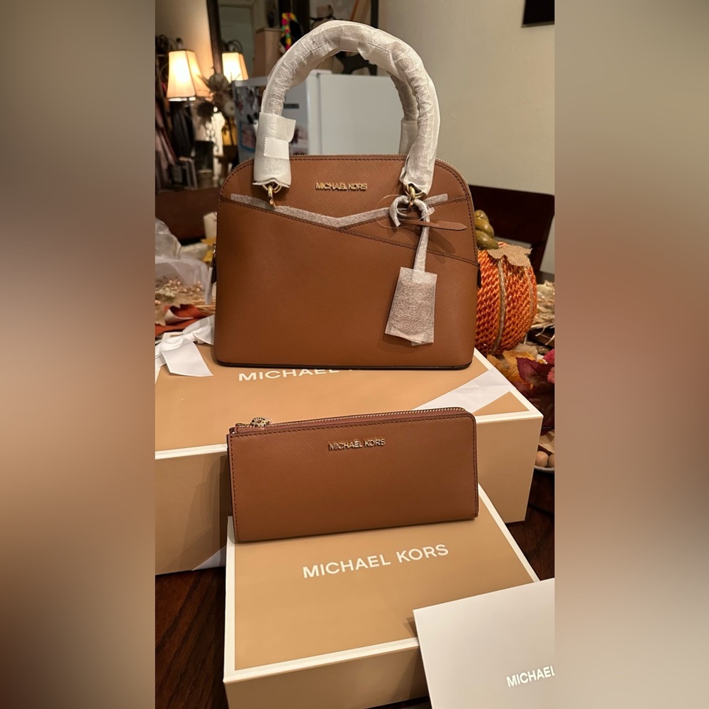 Authentic MK Bolsa con Wallet incluida Saffiano Non-LTHR VEGAN Material W/Wallet